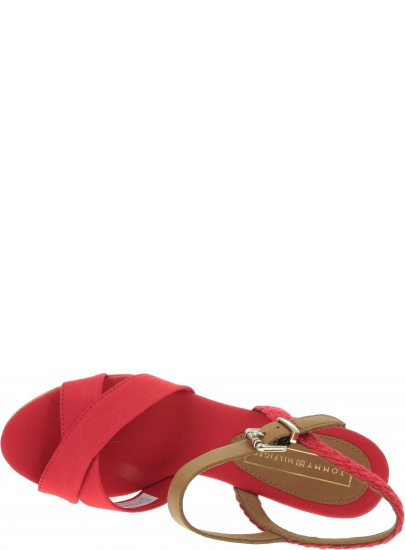 Czerwone Koturny TOMMY HILFIGER Printed Mid Wedge Sa FW0FW03933 611
