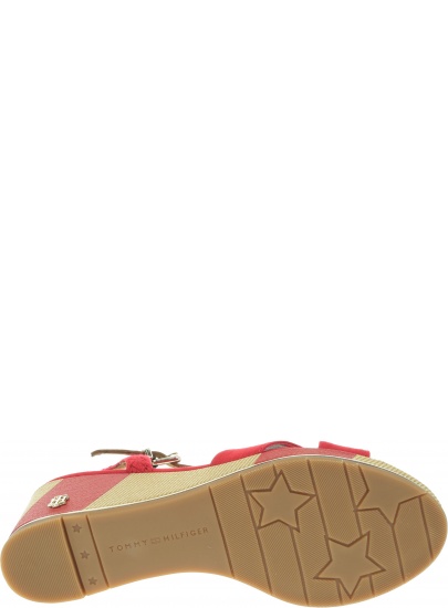 Czerwone Koturny TOMMY HILFIGER Printed Mid Wedge Sa FW0FW03933 611