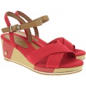 Czerwone Koturny TOMMY HILFIGER Printed Mid Wedge Sa FW0FW03933 611