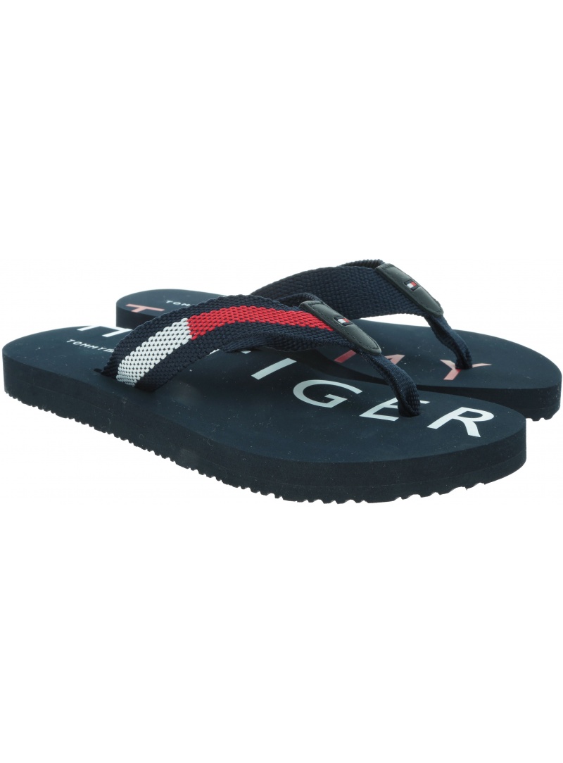 Grantowe Japonki TOMMY HILFIGER Flat Beach Sandal Hi FW0FW03887 020