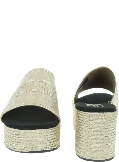 Złote Klapki TOMMY HILFIGER Shiny Metallic Flatf EN0EN00546 715