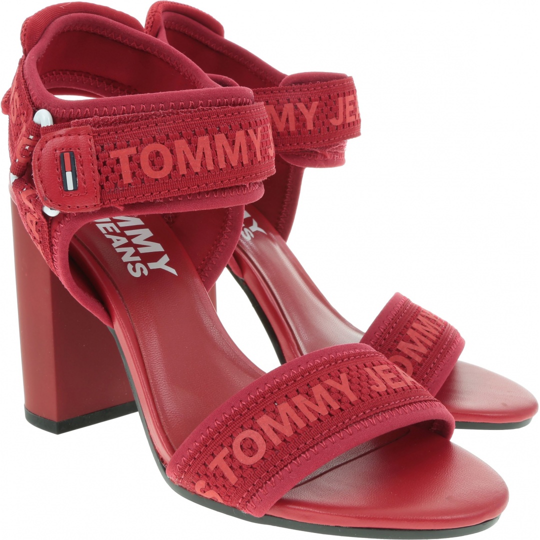Czerwone Sandały TOMMY HILFIGER Mesh Webbing Heeled EN0EN00450 611