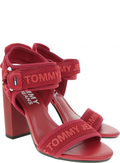 Czerwone Sandały TOMMY HILFIGER Mesh Webbing Heeled EN0EN00450 611