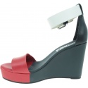 Granatowe Koturny TOMMY HILFIGER Colorblock Rwb Wedge EN0EN00427 020
