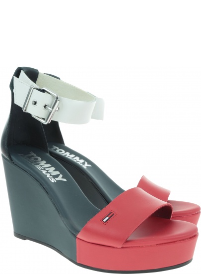 Granatowe Koturny TOMMY HILFIGER Colorblock Rwb Wedge EN0EN00427 020