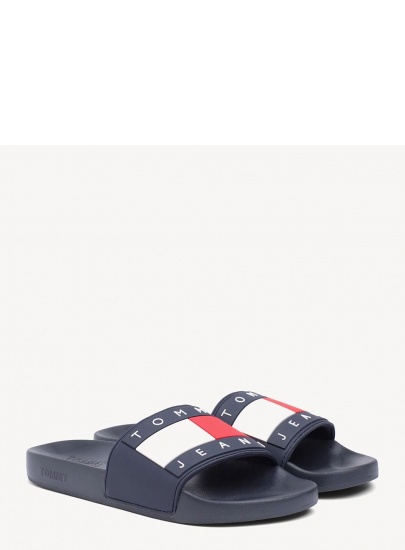 Granatowe Klapki TOMMY HILFIGER Tommy Jeans Flag Poo EM0EM00284 403