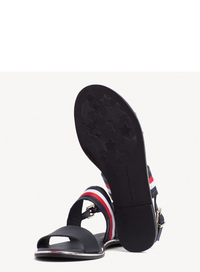 Granatowe Sandały TOMMY HILFIGER Flat Sandal Corporat FW0FW04049 403