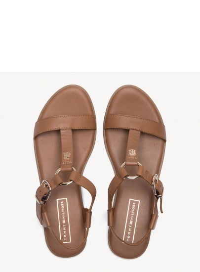 Brązowe Sandały TOMMY HILFIGER Elevated Leather Fla FW0FW03946 929