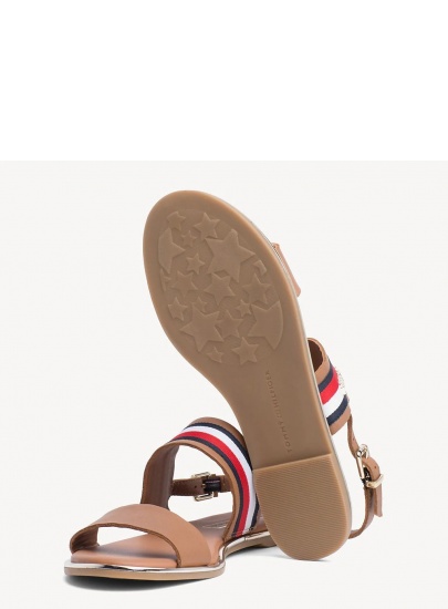 Brązowe Sandały TOMMY HILFIGER Flat Sandal Corporat FW0FW04049 929