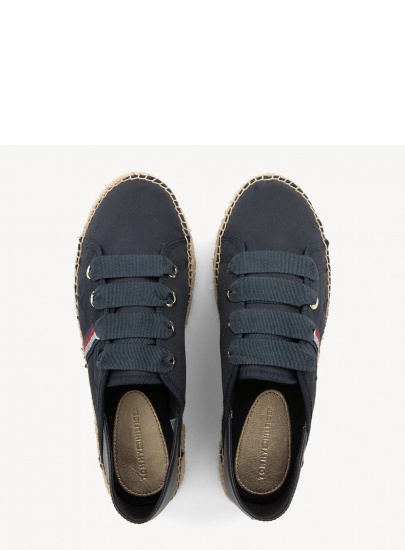 Granatowe Espadryle TOMMY HILFIGER Flat Espadrille Corp FW0FW03801 403