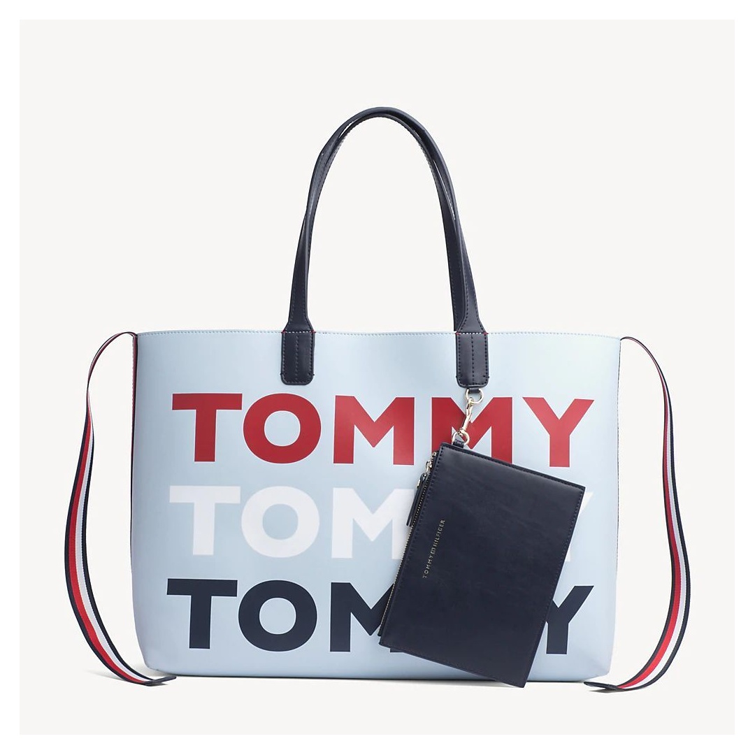 Niebieska Shopperka TOMMY HILFIGER Iconic Tommy Tote AW0AW06446 413