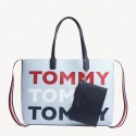 Niebieska Shopperka TOMMY HILFIGER Iconic Tommy Tote AW0AW06446 413