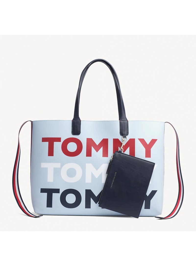 Niebieska Shopperka TOMMY HILFIGER Iconic Tommy Tote AW0AW06446 413