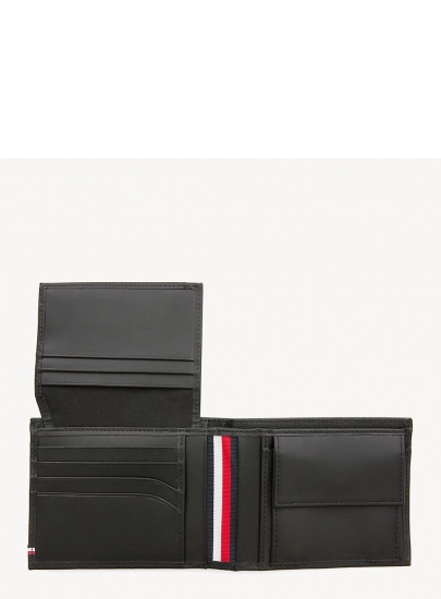 Czarny Portfel Męski TOMMY HILFIGER Bi-Material Cc Flap AM0AM04539 002