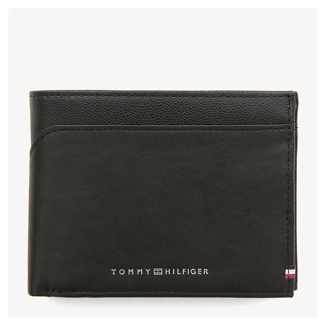 Czarny Portfel Męski TOMMY HILFIGER Bi-Material Cc Flap AM0AM04539 002
