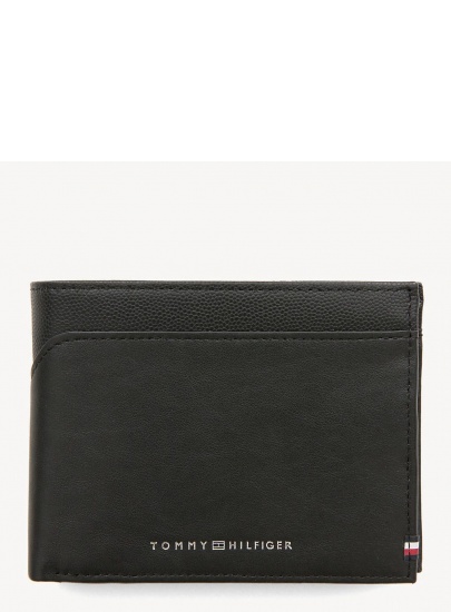 Czarny Portfel Męski TOMMY HILFIGER Bi-Material Cc Flap AM0AM04539 002