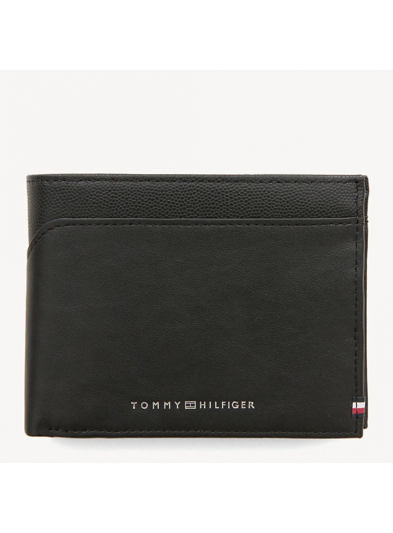 Czarny Portfel Męski TOMMY HILFIGER Bi-Material Cc Flap AM0AM04539 002 Czarny Portfel Męski TOMMY HILFIGER Bi-Material Cc Flap AM0AM04539 002