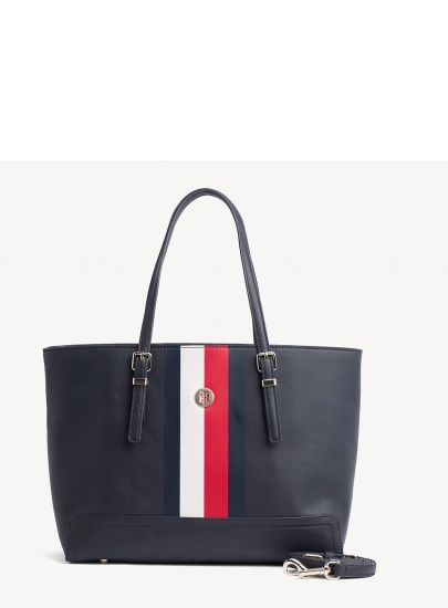 Granatowa Shopperka TOMMY HILFIGER Honey Med Tote Corp AW0AW06867 901