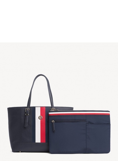 Granatowa Shopperka TOMMY HILFIGER Honey Med Tote Corp AW0AW06867 901