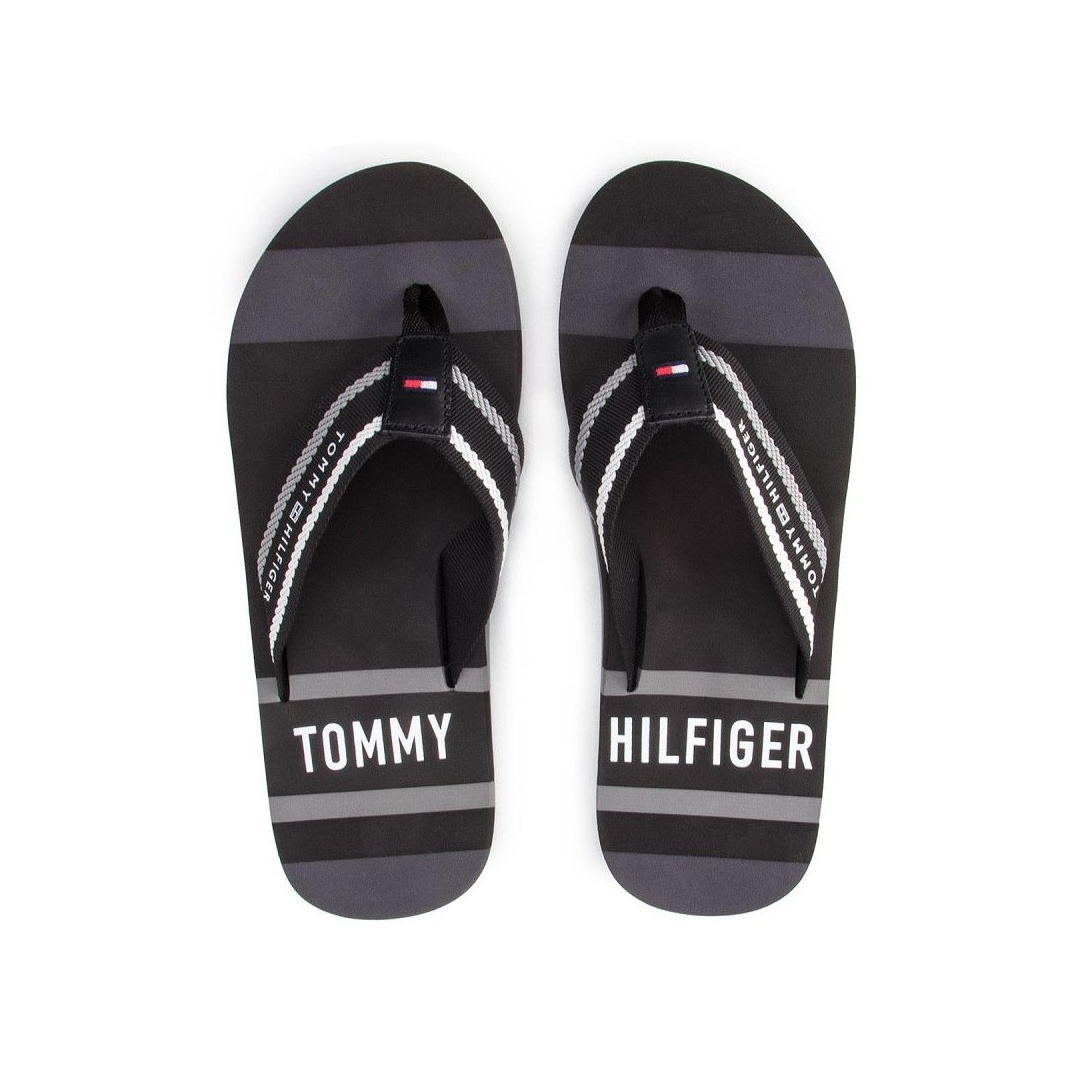Czarne Japonki TOMMY HILFIGER Striped Beach Sandal FM0FM02085 990
