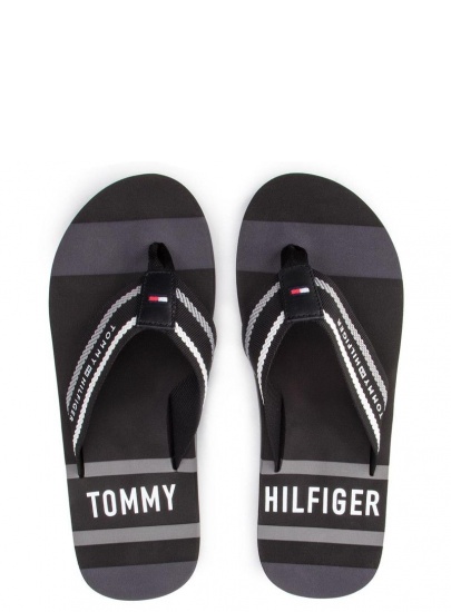 Czarne Japonki TOMMY HILFIGER Striped Beach Sandal FM0FM02085 990
