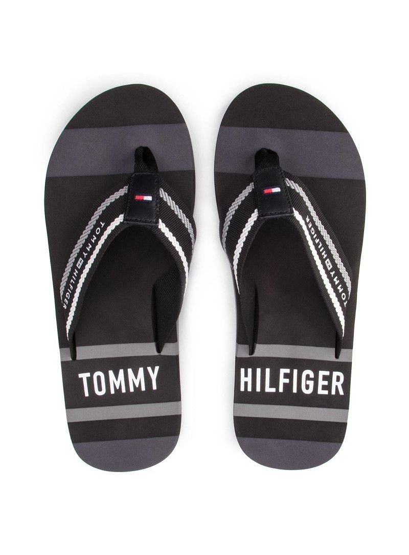 Czarne Japonki TOMMY HILFIGER Striped Beach Sandal FM0FM02085 990