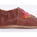 Brązowe Kapcie z Dinozaurem BOBUX 1000-012-14 TOFFEE DINOSAUR SOFT SOLE