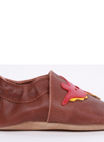 Brązowe Kapcie z Dinozaurem BOBUX 1000-012-14 TOFFEE DINOSAUR SOFT SOLE