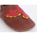 Brązowe Kapcie z Dinozaurem BOBUX 1000-012-14 TOFFEE DINOSAUR SOFT SOLE