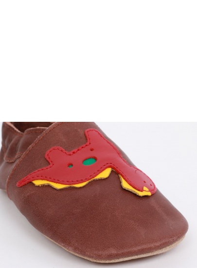 Brązowe Kapcie z Dinozaurem BOBUX 1000-012-14 TOFFEE DINOSAUR SOFT SOLE