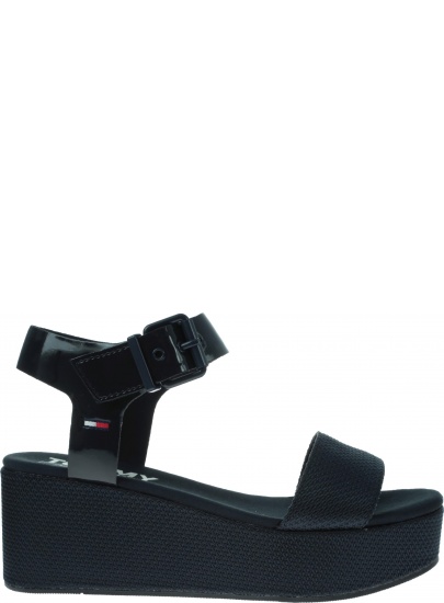Granatowe Sandały TOMMY HILFIGER Material Mix Flatfor EN0EN00561 403