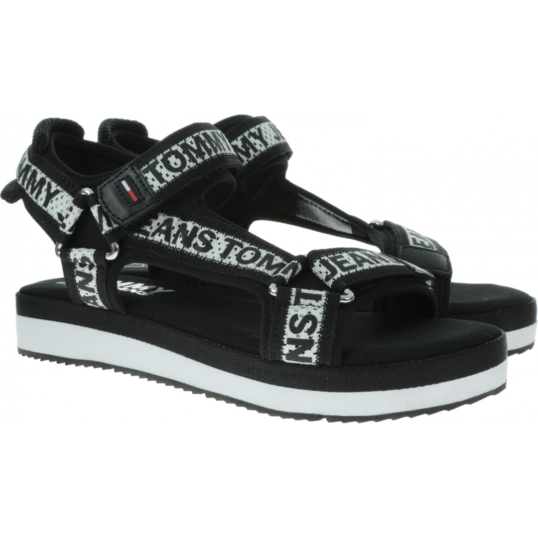 Czarne Sandały TOMMY HILFIGER Mesh Webbing Sporty EN0EN00568 990