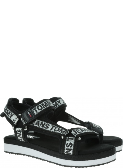 Czarne Sandały TOMMY HILFIGER Mesh Webbing Sporty EN0EN00568 990