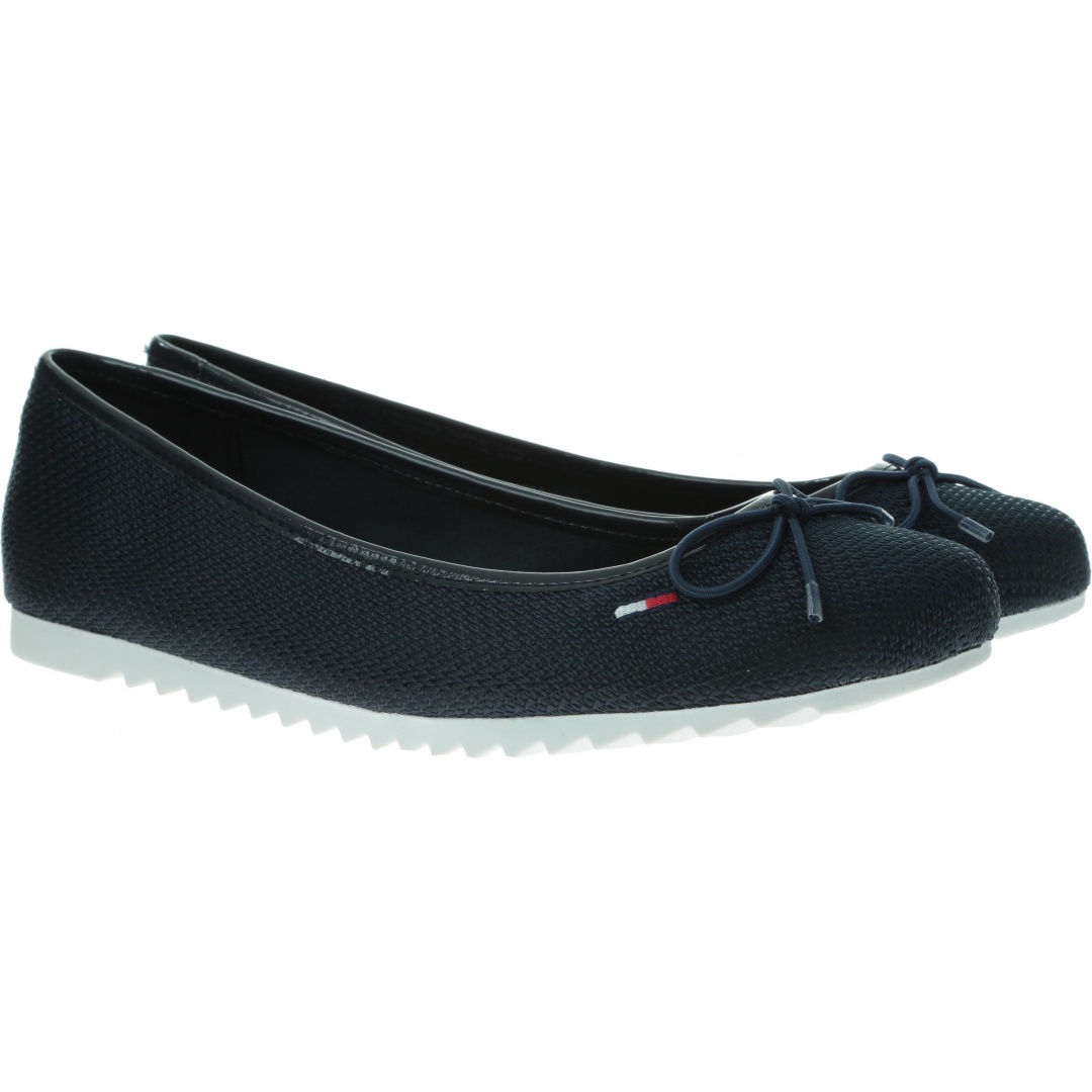 Granatowe Baleriny TOMMY HILFIGER Material Mix Balleri EN0EN00570 403