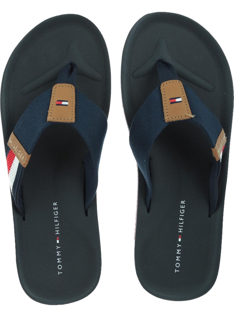 Granatowe Japonki TOMMY HILFIGER Corporate Stripe Bea FM0FM02079 403 Granatowe Japonki TOMMY HILFIGER Corporate Stripe Bea FM0FM02079 403