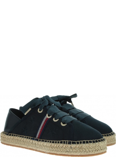 Granatowe Espadryle TOMMY HILFIGER Flat Espadrille Corp FW0FW03801 403