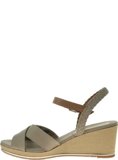 Brązowe Sandały TOMMY HILFIGER Printed Mid Wedge Sa FW0FW03933 068