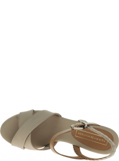 Brązowe Sandały TOMMY HILFIGER Printed Mid Wedge Sa FW0FW03933 068