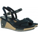 Granatowe Sandały TOMMY HILFIGER Printed Mid Wedge Sa FW0FW03933 403
