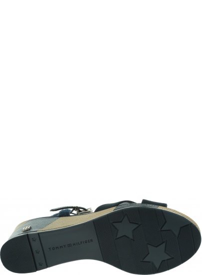 Granatowe Sandały TOMMY HILFIGER Printed Mid Wedge Sa FW0FW03933 403