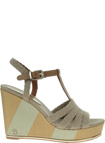 Beżowe Espadryle TOMMY HILFIGER Printed Wedge Sandal FW0FW03934 068