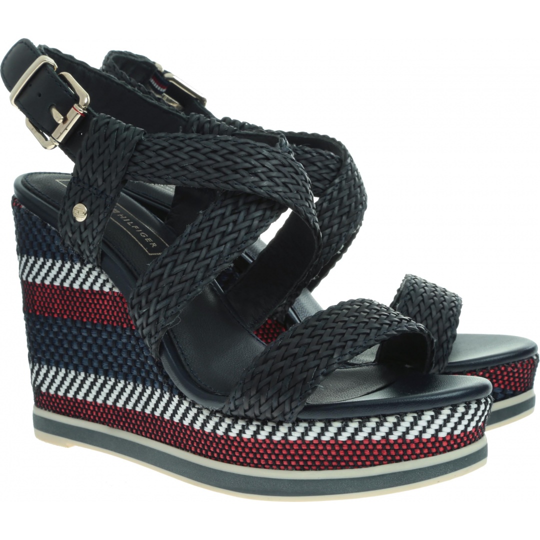 Granatowe Espadryle TOMMY HILFIGER Tommy Raffia Wedge S FW0FW03942 403