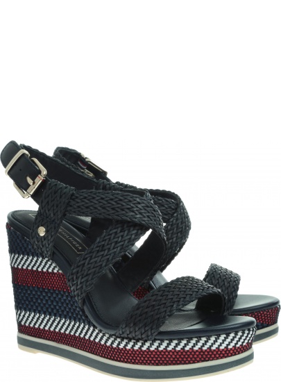 Granatowe Espadryle TOMMY HILFIGER Tommy Raffia Wedge S FW0FW03942 403