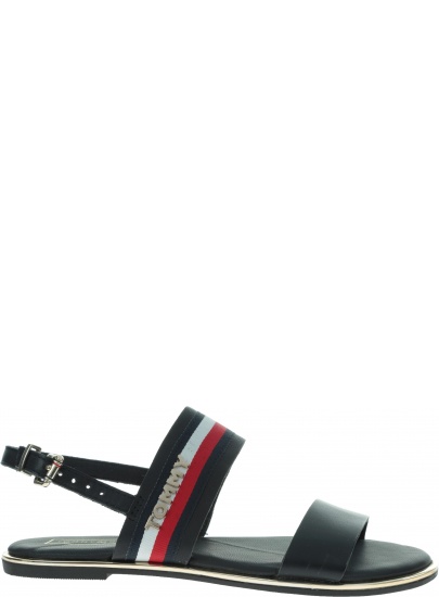 Granatowe Sandały TOMMY HILFIGER Flat Sandal Corporat FW0FW04049 403
