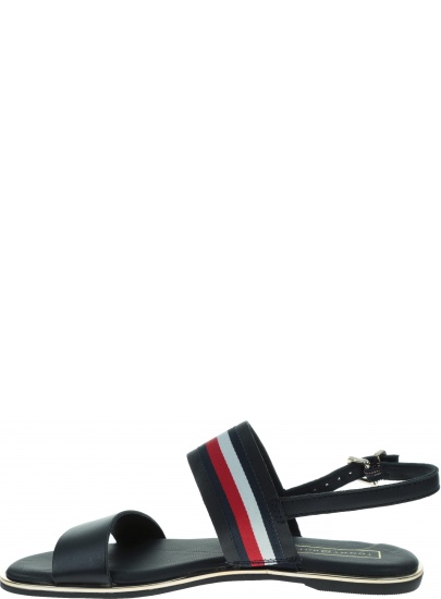 Granatowe Sandały TOMMY HILFIGER Flat Sandal Corporat FW0FW04049 403