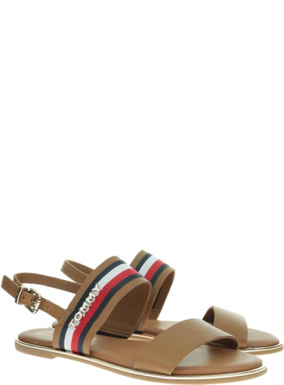 Brązowe Sandały TOMMY HILFIGER Flat Sandal Corporat FW0FW04049 929