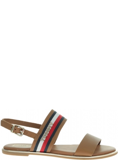 Brązowe Sandały TOMMY HILFIGER Flat Sandal Corporat FW0FW04049 929