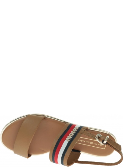 Brązowe Sandały TOMMY HILFIGER Flat Sandal Corporat FW0FW04049 929