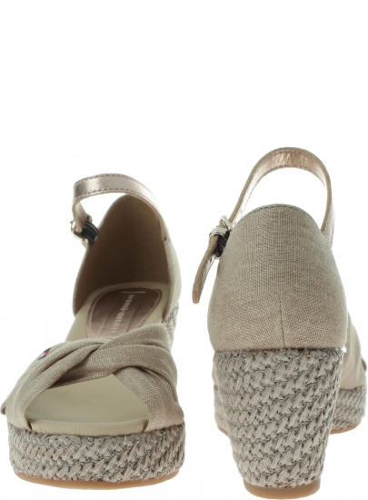 Beżowe Espadryle TOMMY HILFIGER Iconic Elba Metallic FW0FW04079 932