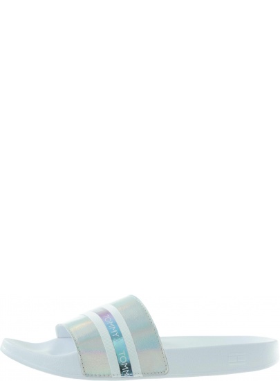 Białe Klapki TOMMY HILFIGER Pool Slide Shiny Iridescent FW0FW04086 White